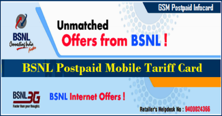 bsnl postpaid mobile tariff card