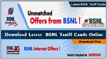 bsnl latest tariff cards