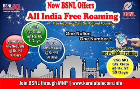 bsnl free all india roaming mnp 3g data offers