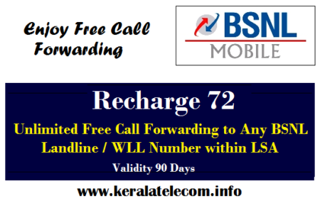 bsnl recharge 72 unlimited free call forwarding stv offer