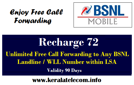 BSNL revises Free Call Forwarding STV, Now offers 90 days validity @ Rs 72 from 27th July 2015 onwards across India