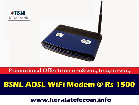 BSNL slashes sale price of ADSL WiFi Modem in all the circles from 1st August 2015, Now setup your own WiFi Zone @Rs 1500