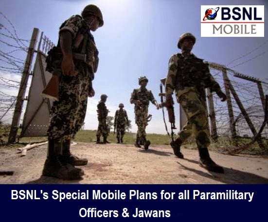 BSNL's Special Mobile Plans with Free Calls and Free 3G/2G Data for all Paramilitary Officers and Jawans across India