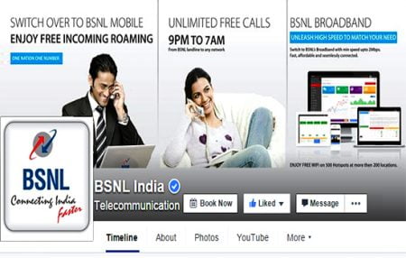 bsnl india official facebook twitter accounts