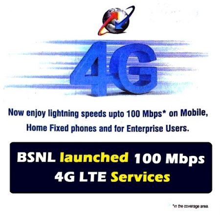 bsnl launched 100Mbps 4g lte service