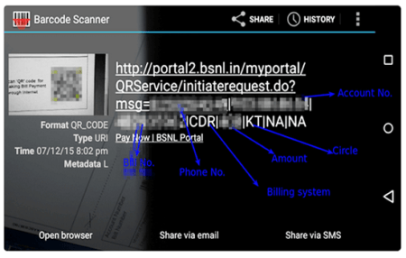 bsnl qr code landline broadband bill payment
