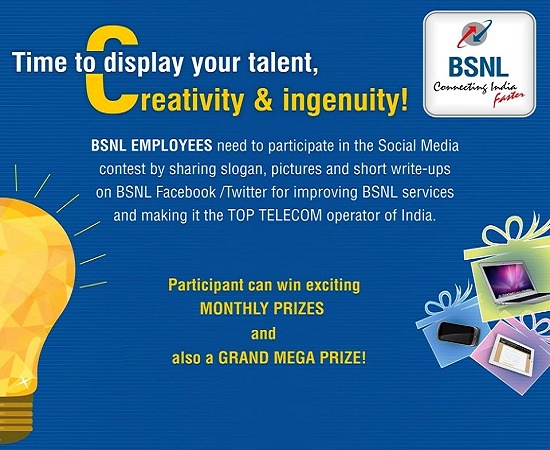 BSNL launched Social Media Contest amongst BSNL Employess for improvising brand image of BSNL