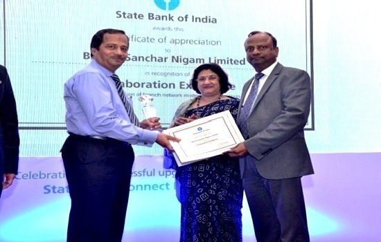 State Bank of India (SBI) awarded certificate of excellence to BSNL