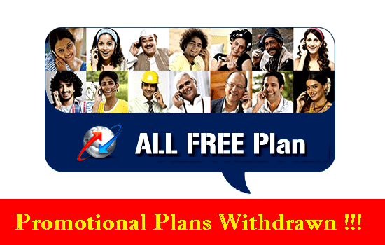 After launching new Unlimited Voice & Data packs, BSNL withdrawn All Free Prepaid Mobile plans