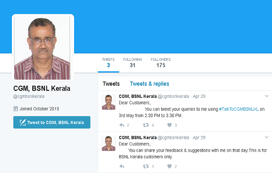 We are Listening : Live Twitter session to interact and share feedback with BSNL Kerala Head on 3rd May 2017
