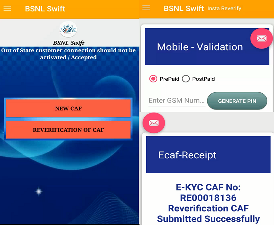 Link your Aadhar Number with existing BSNL Mobile Number to avoid disconnection, BSNL started re-verification of mobile connections using e-KYC