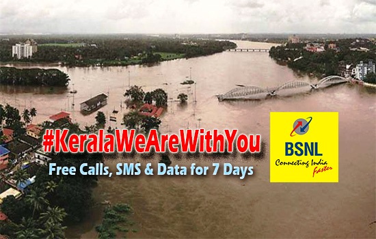 Free Calls, SMS and Data; Helping hand from BSNL to customers in flood affected areas of Kerala