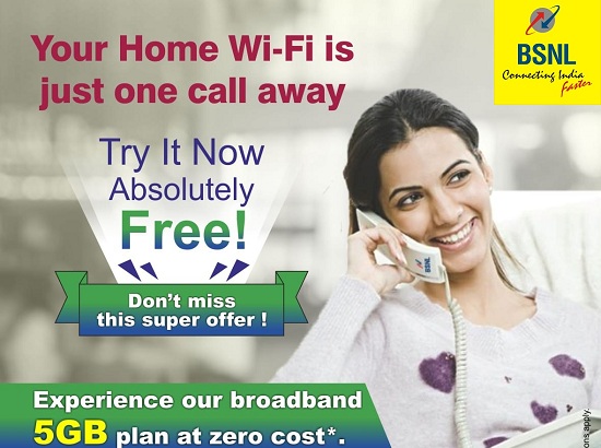 BSNL extended 'Home WiFi' 5GB Free Trial broadband plan to all landline customers till 31st May 2019