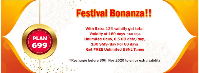 BSNL Festival Offers to its prepaid mobile customers; Full Talk Time on Top Up ₹60 and Extra Validity on Plans and STVs