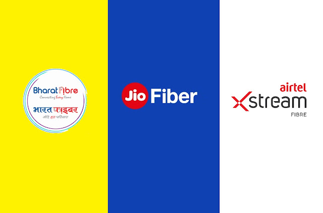 Which one is the best - Bharat Fiber or Jio Fiber or Airtel Xstream Fiber? Comparison of best unlimited FTTH Broadband Plans