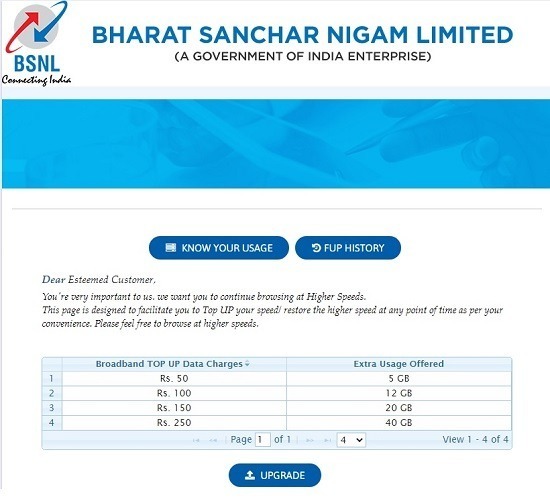 What is daily FUP usage limit in BSNL Broadband or BSNL Bharat Fiber (FTTH)? How can I increase download speed after crossing FUP limit?