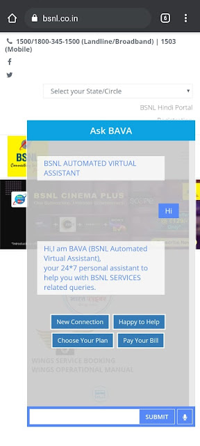 BSNL integrated online chatbot BAVA (BSNL Automated Virtual Assistant) to offer 24x7 personal assistant customers