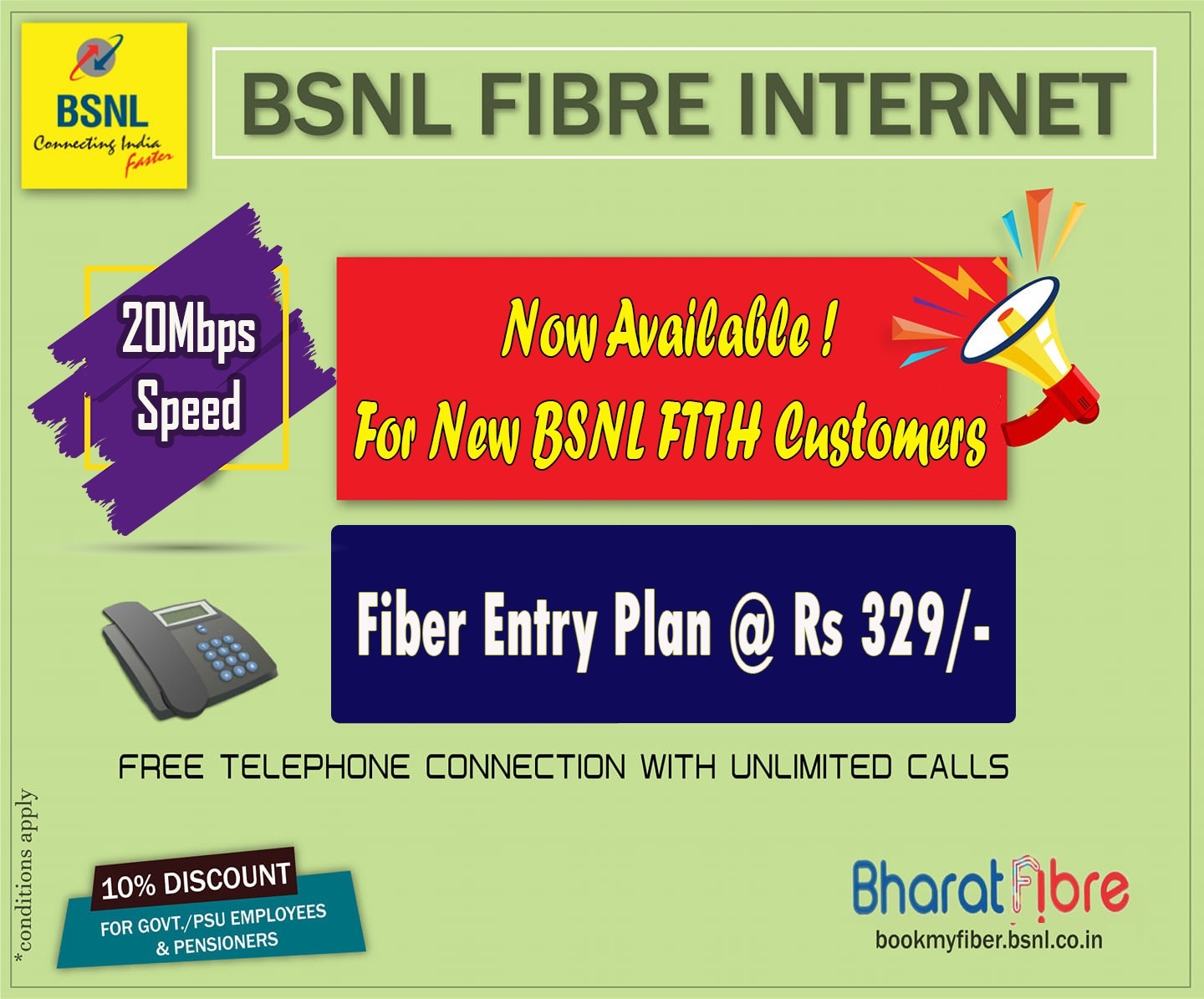 BSNL Fiber Entry 329 Plan Re launched In Selected Areas Till 31st 